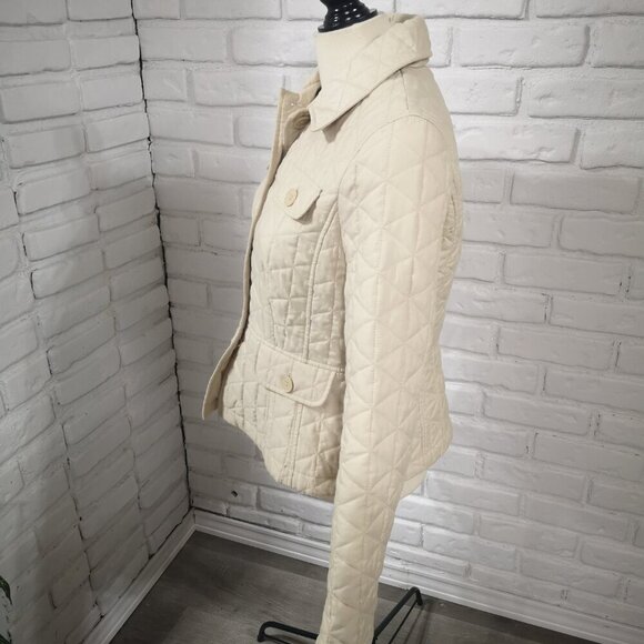 Ann Taylor Loft Ladies Size 10 Beige Lightly Quilted Button Closure Jacket - Picture 5 of 9